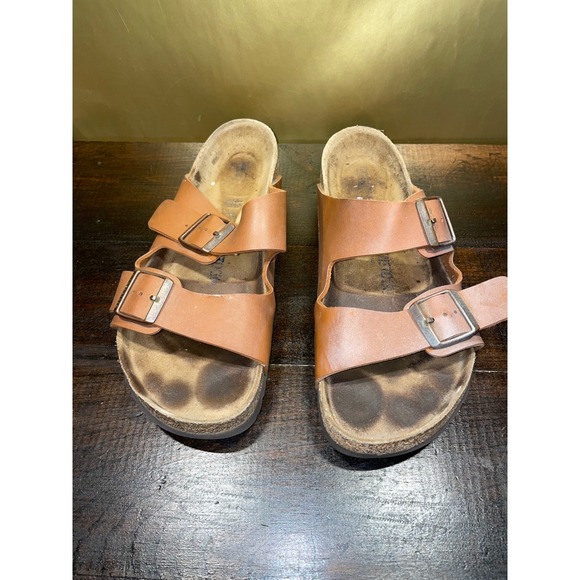 Birkenstock Arizona Tan‎ Leather Double Strap Sandals Men\'s Sz 43 EU 10-10.5 main image 4